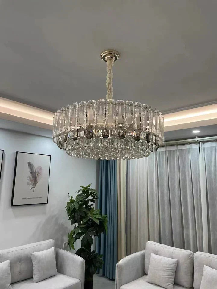 Oversized Transparent Crystal Tiered Chandelier Suit for Living / dining Room / bedroom