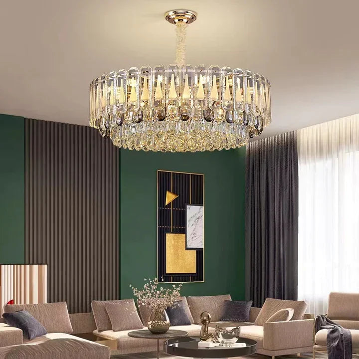 Oversized Transparent Crystal Tiered Chandelier Suit for Living / dining Room / bedroom