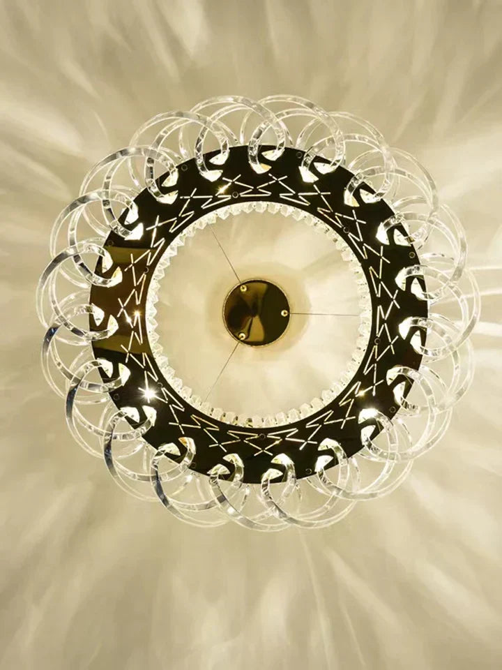 Modern Crystal Chandelier with Transparent Crossed Shell Finish, Round & Rectangle Shapes, K9 Crystal &