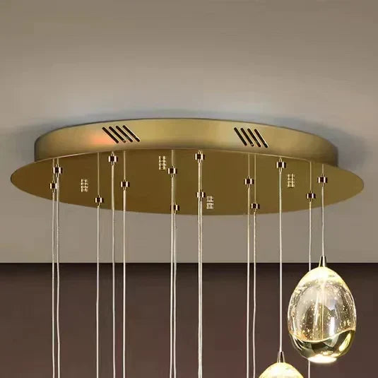 Extra Long Glass LED Droplight Chandelier Pendant for Staircase / foyer