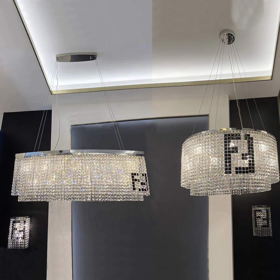 Designer Style Crystal Chandelier Elegant Round Ceiling Lighting for Living / Dining Room