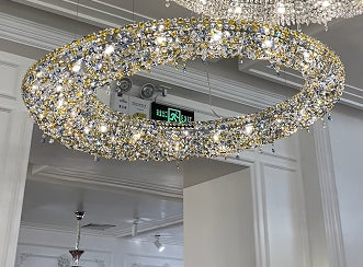 Unique Eccentric Circle Colorful Crystal Beads Chandelier Luxury Ceiling Lamp for Living / dining Room