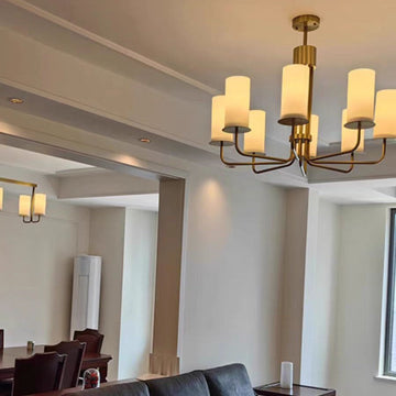 Modern Style Minimalism White Shades Chandelier / wall Light in Brass