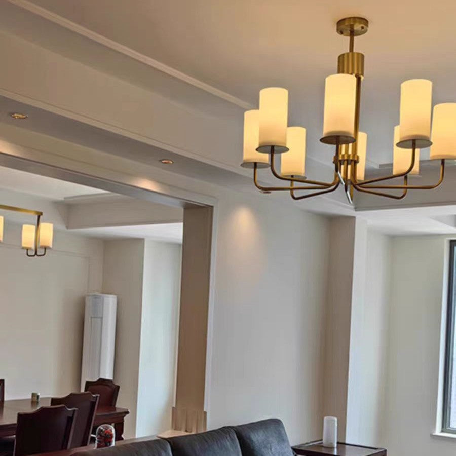 Modern Style Minimalism White Shades Chandelier / wall Light in Brass