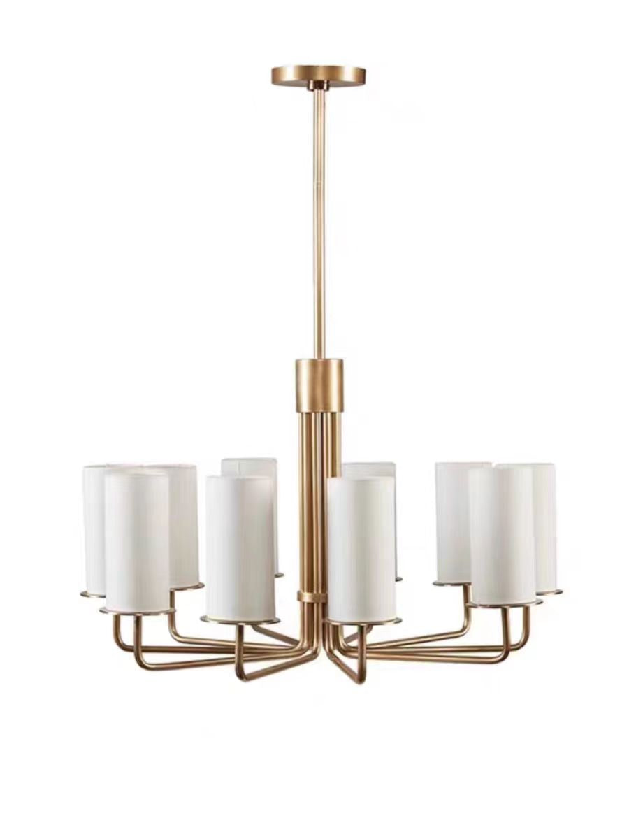 Modern Style Minimalism White Shades Chandelier / wall Light in Brass