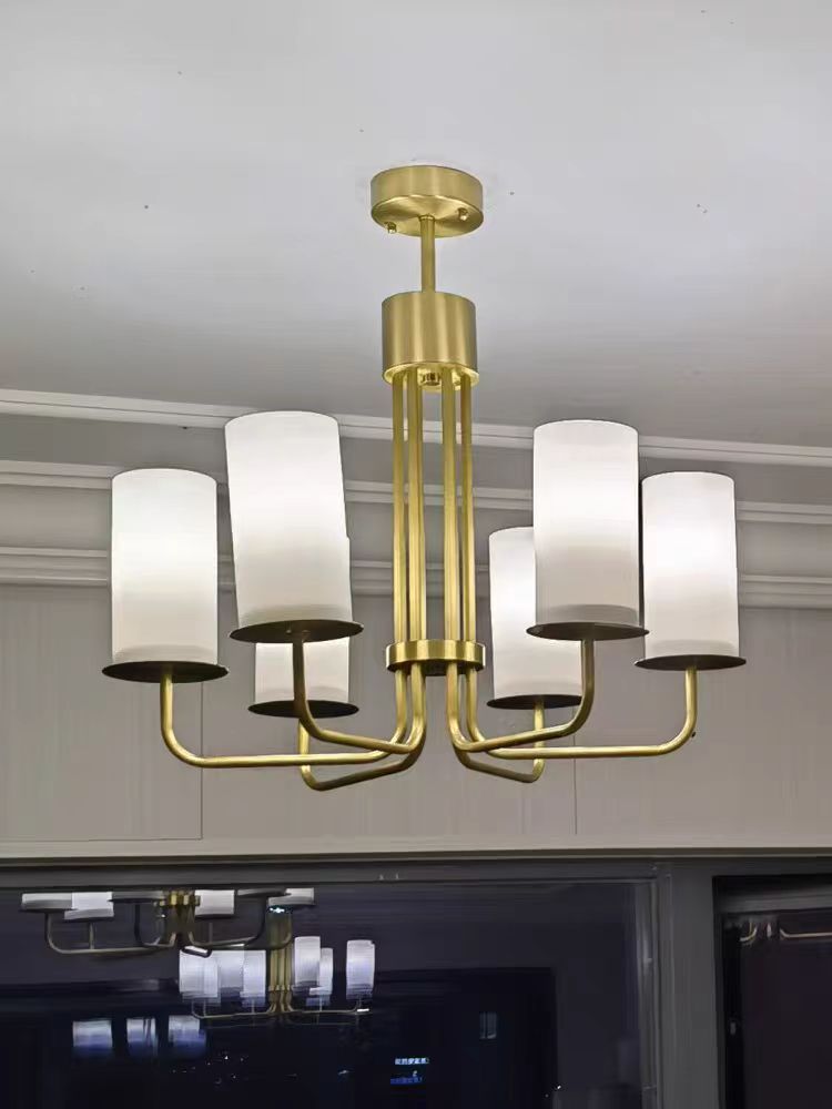 Modern Style Minimalism White Shades Chandelier / wall Light in Brass