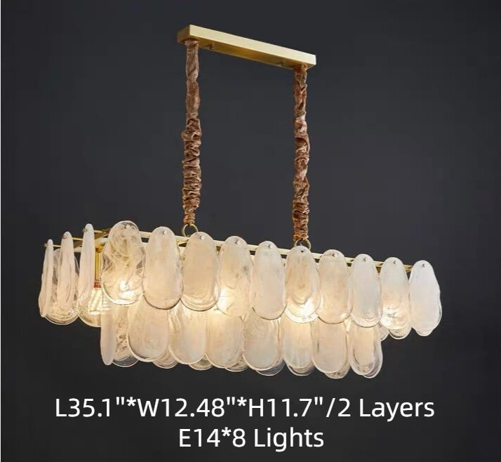 Post-Modern Creative Art Cloud Glass Shell Double Layer Round Chandelier for Living & Dining Room