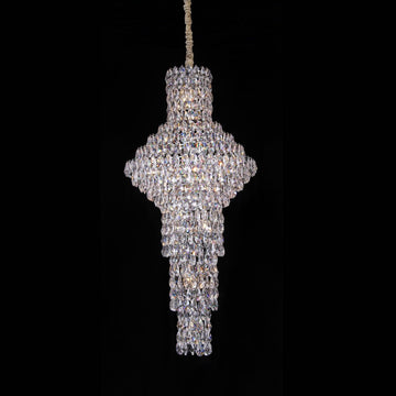 Modern Crystal Nail-Shaped Chandelier with Metal Finish for Foyer and Staircase