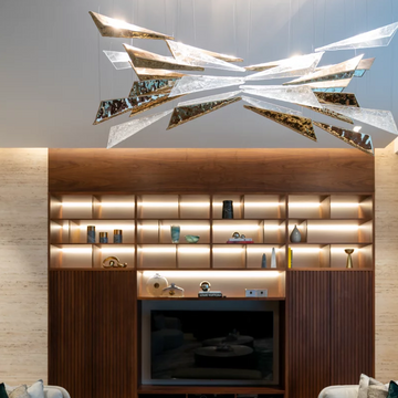 Luxury Icicle Glass and Metal Floating Chandelier with Elegant Finish for Living Room and Villa