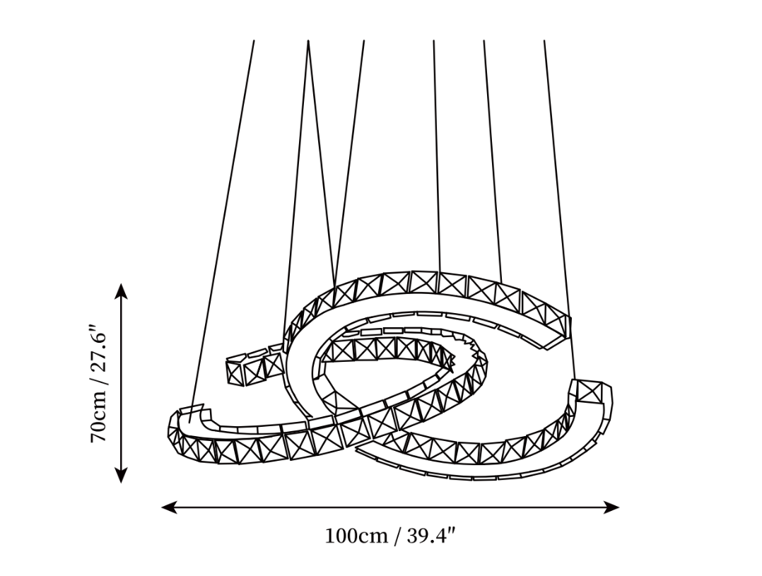 Modern Crystal Double C Chandelier with Chrome Finish and K9 Crystal for Dining, Living, Bedroom