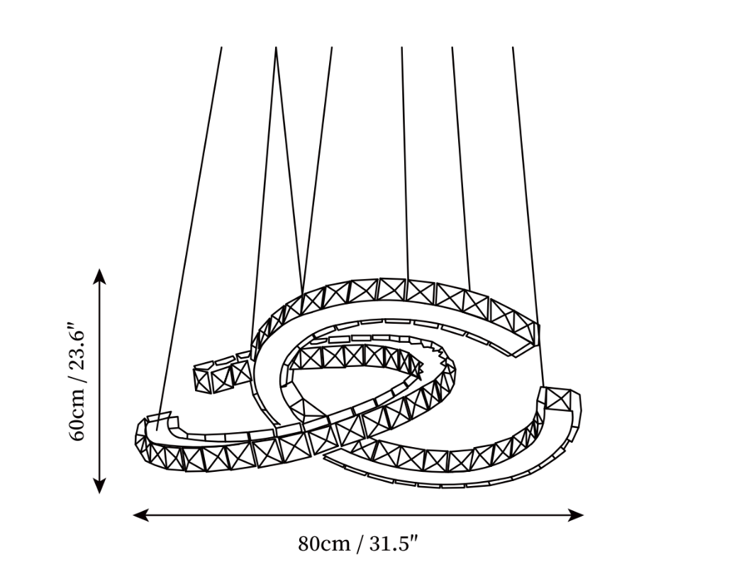 Modern Crystal Double C Chandelier with Chrome Finish and K9 Crystal for Dining, Living, Bedroom