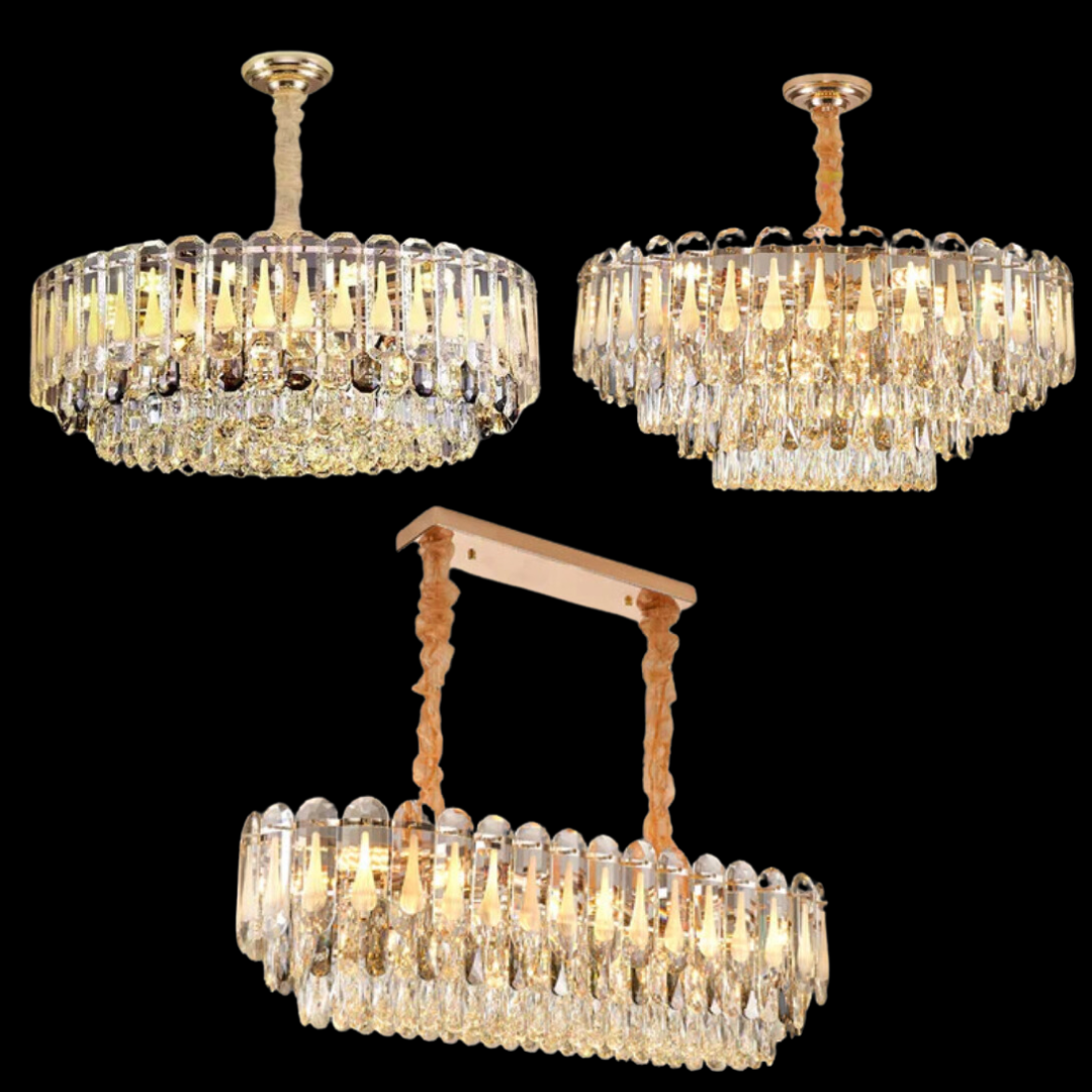 Oversized Transparent Crystal Tiered Chandelier Suit for Living / dining Room / bedroom