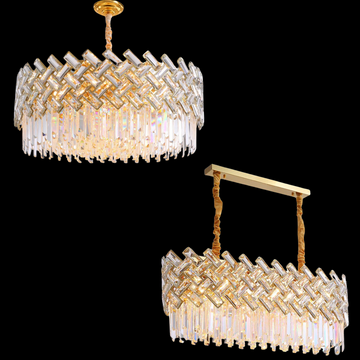 Post-Modern Light Luxury Fence Crystal Chandelier Suit for Living / dining Room