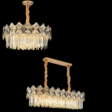 Modern Luxury Tiered Transparent K9 Crystal Chandelier with Round or Oval Shape for Living, Dining, Bedroom