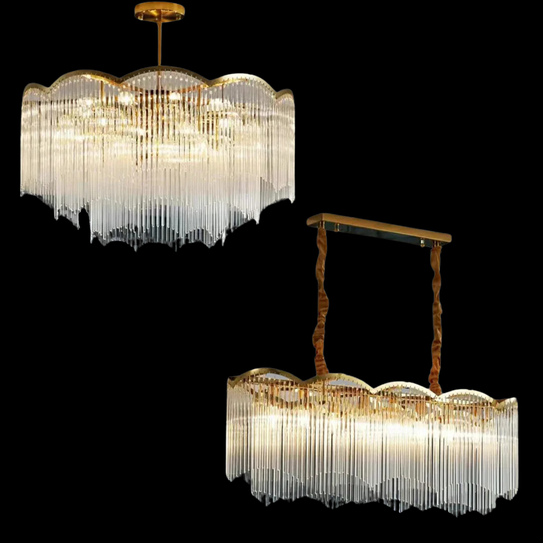 Elegant Lighting Chandelier Linear Crystal Lamp for Living / Dining Room
