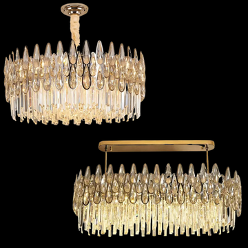 Modern Round / rectangular Raindrop Crystal Chandelier for Low-Ceiling