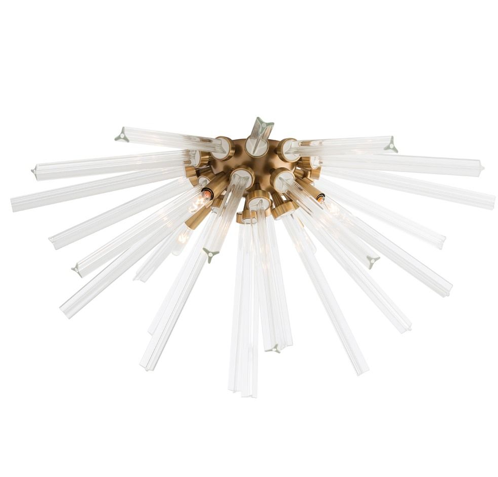 Flush Mount Sputnik Chandelier with Crystal and Metal Finish