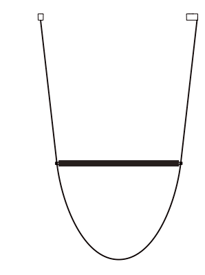Designer U-Shaped LED Chandelier with Glass Tube, Leather Cable & Satin Stainless Steel Finish