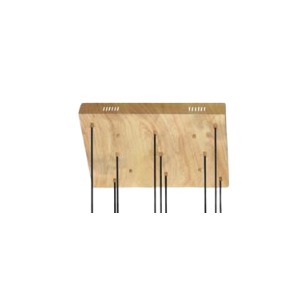 Rectangular LED Pendant Light with White Oak Finish and Acrylic Metal Frame