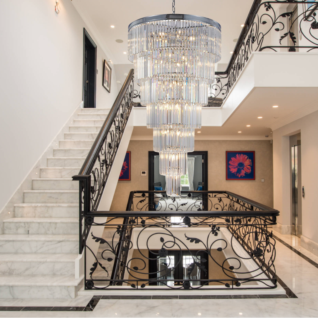 Extra Large Round 7-Tier Luxury Crystal Chandelier with Black, Coffee, Gold, Chrome Finish and Quality