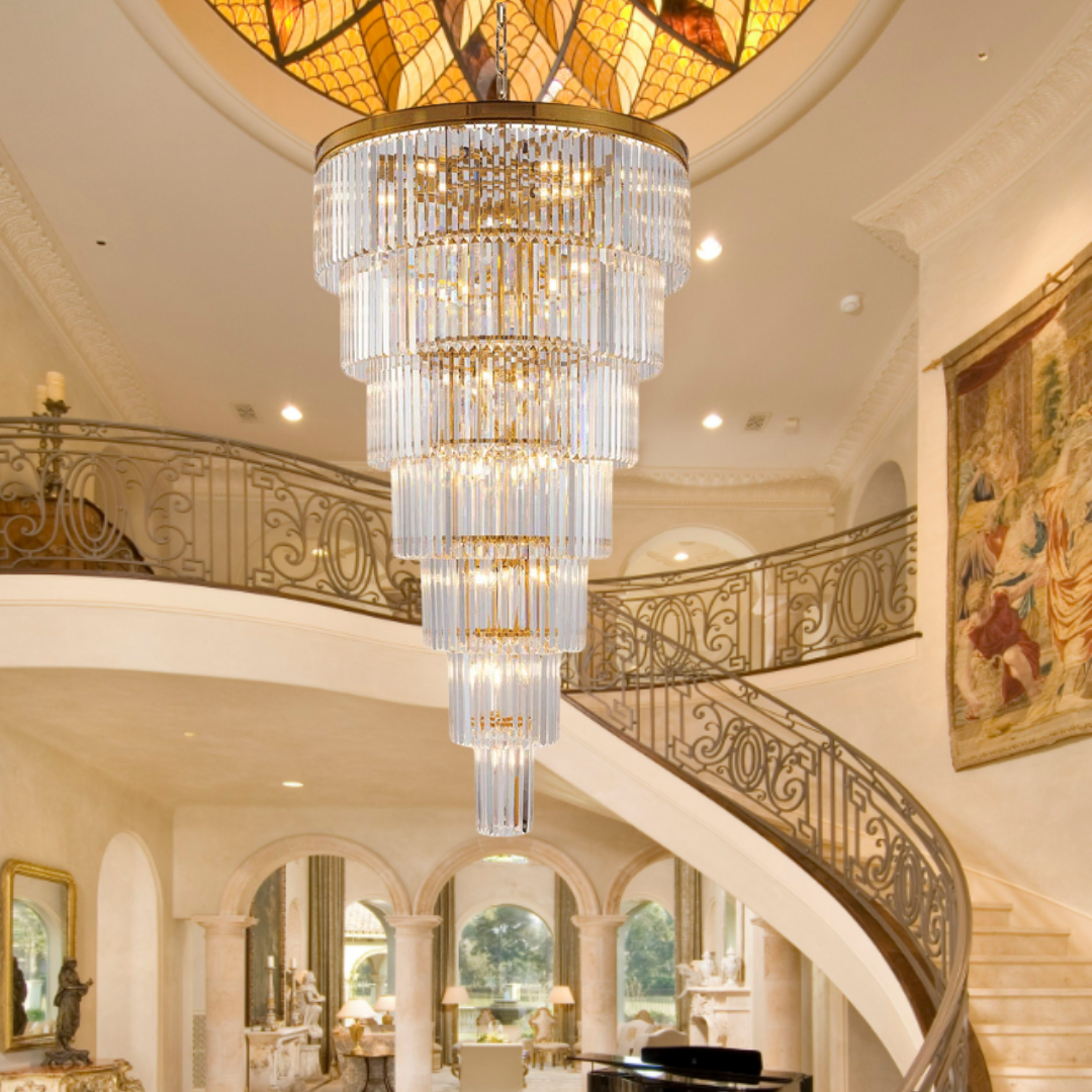 Extra Large Round 7-Tier Luxury Crystal Chandelier with Black, Coffee, Gold, Chrome Finish and Quality