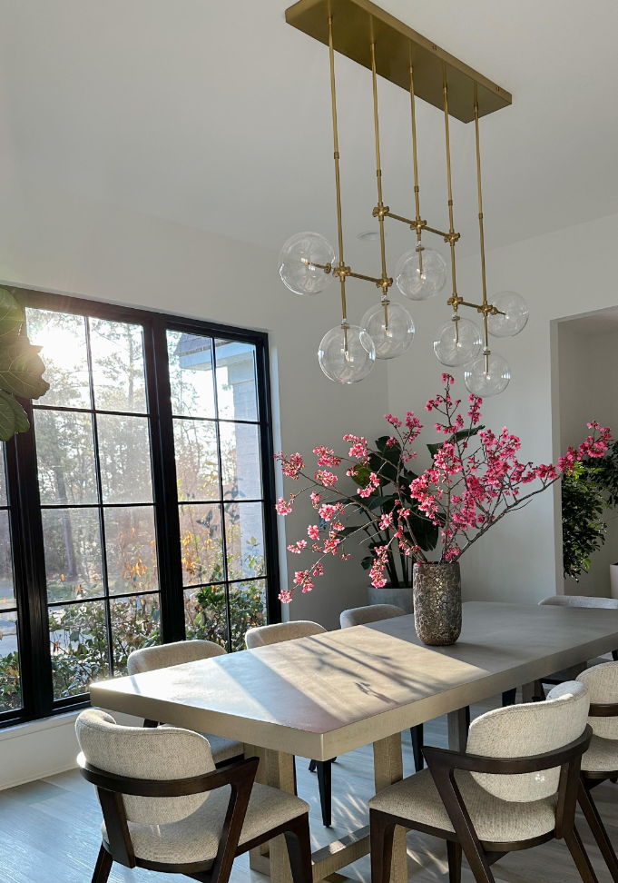 Nordic Clear Sphere Glass Chandelier in Black / gold Finish for Dinning Room / kitchen Island