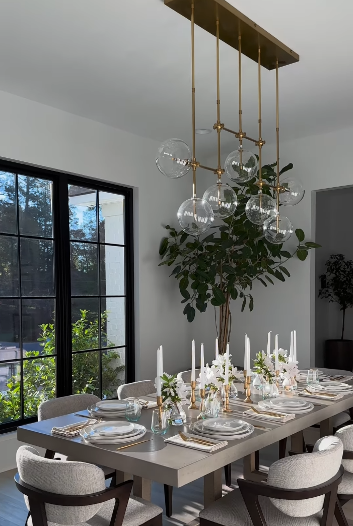 Nordic Clear Sphere Glass Chandelier in Black / gold Finish for Dinning Room / kitchen Island