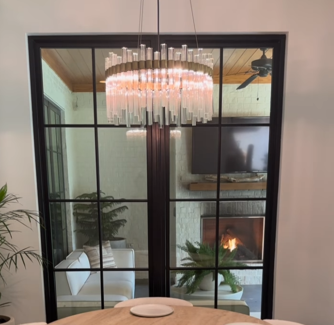 Modern Round Glass Rods Chandelier for Living / dining Room / bedroom