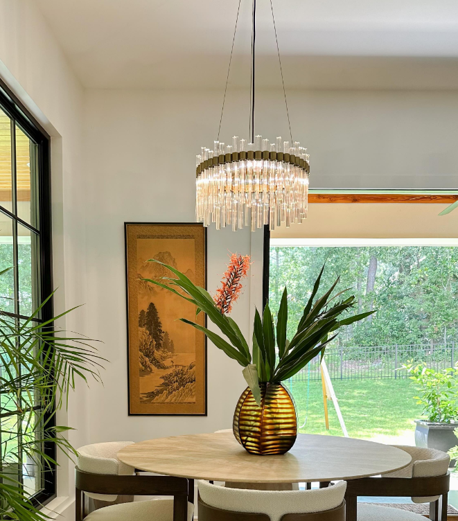 Modern Round Glass Rods Chandelier for Living / dining Room / bedroom