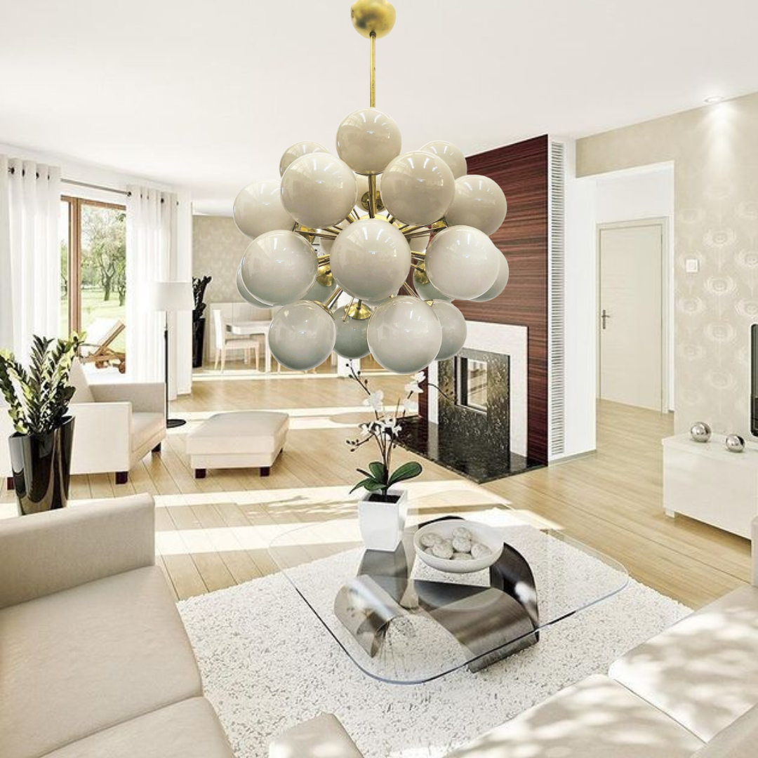Sputnik White / purple Grapes Glass Chandelier for Living / dining Room / bathroom / bedroom