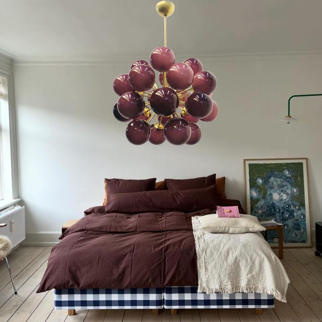Sputnik White / purple Grapes Glass Chandelier for Living / dining Room / bathroom / bedroom