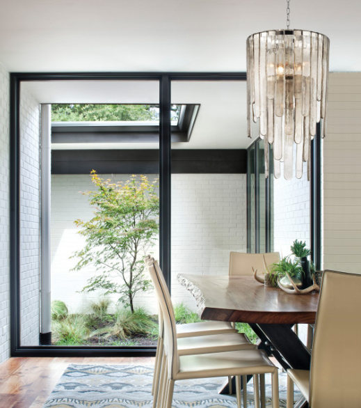 Modern Multi-Tier Champagne-Hued Glass Chandelier in Chrome Finish