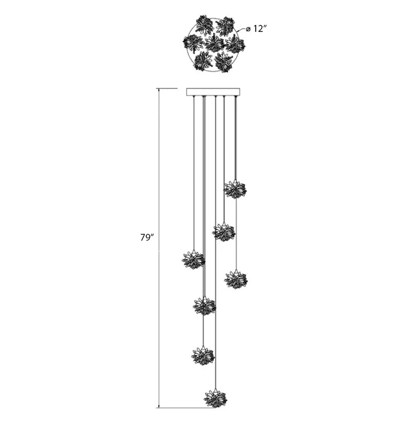 Luxury Floating Crystal Rock Chandelier for Staircase / foyer