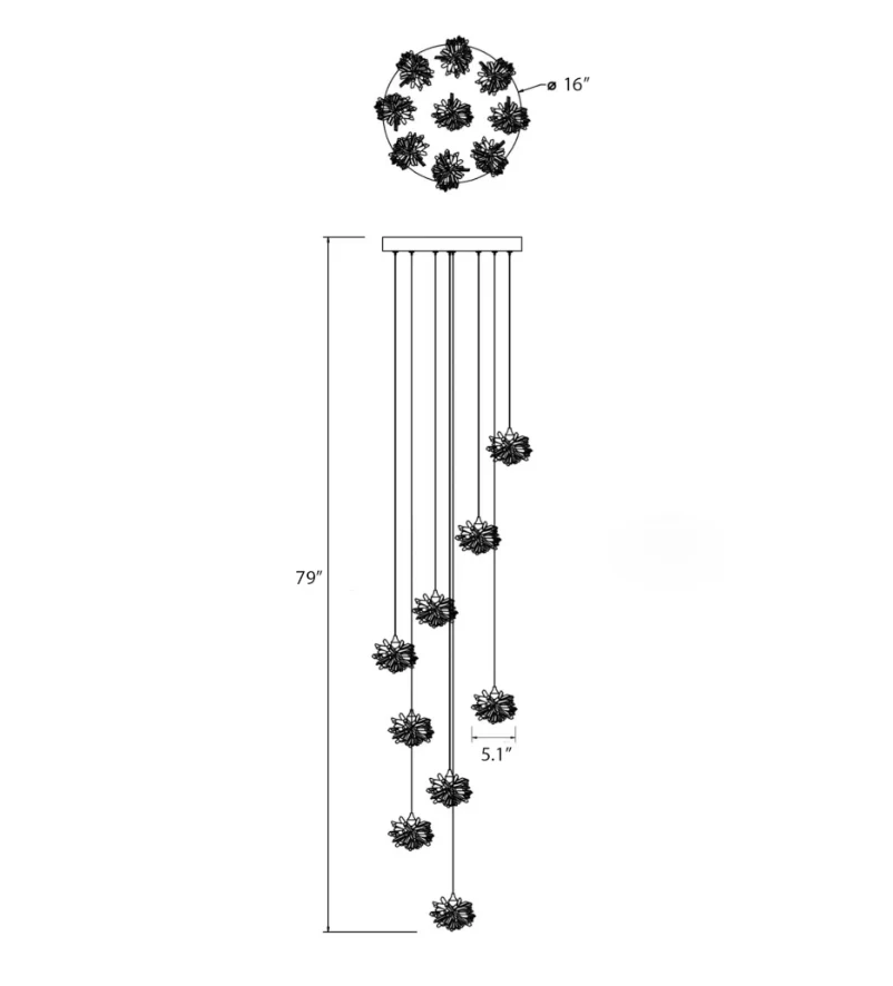 Luxury Floating Crystal Rock Chandelier for Staircase / foyer