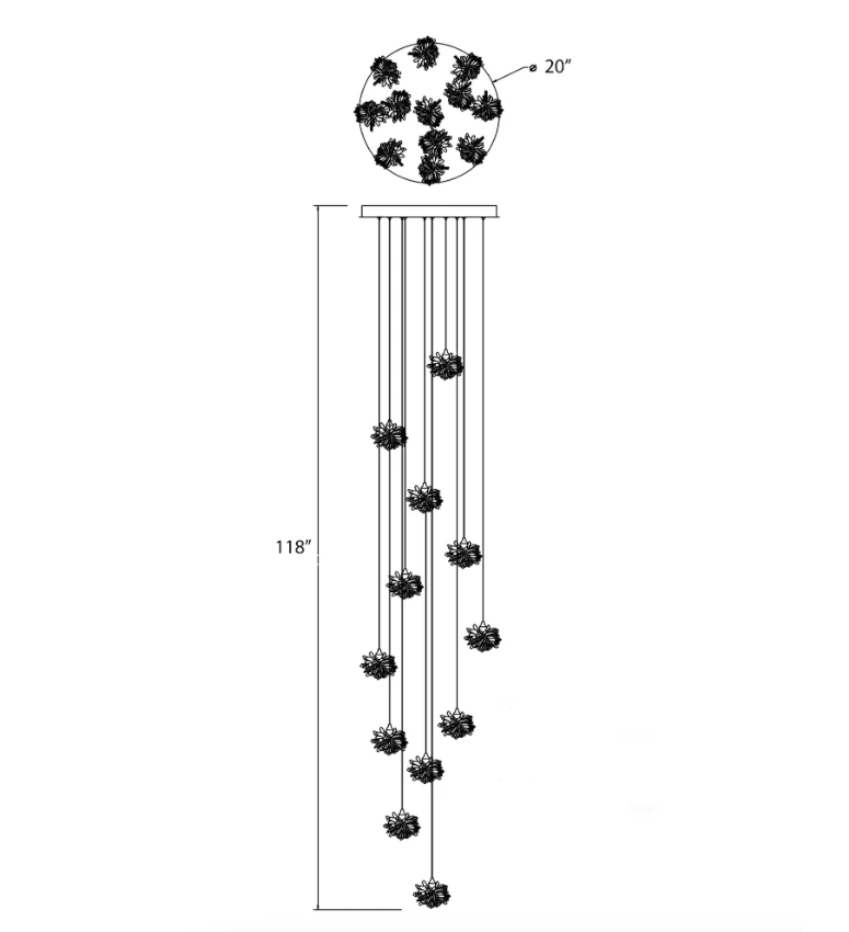 Luxury Floating Crystal Rock Chandelier for Staircase / foyer