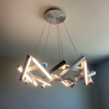 Modern Round / linear Geometric Aluminum LED Chandelier for Dining Room / bedroom