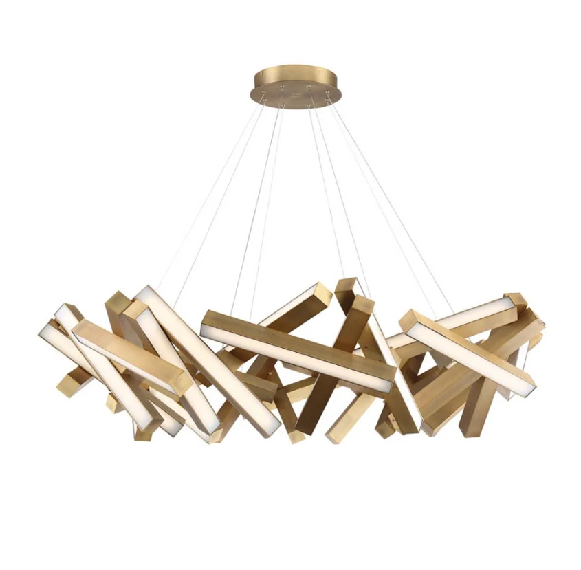 Modern Round / linear Geometric Aluminum LED Chandelier for Dining Room / bedroom
