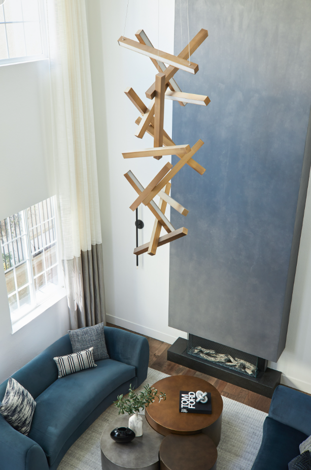 Modern Vertical Geometric Aluminum Chandelier for Staircase / foyer / high-Ceiling