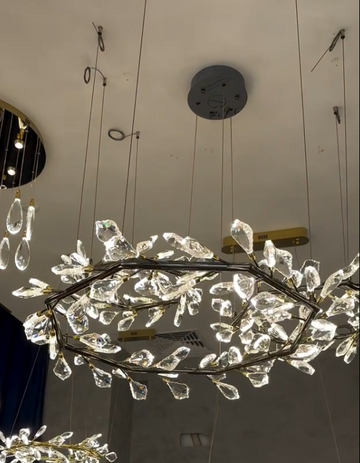 Modern 1 / 2-Ring Wreath Crystal Chandelier for Low-Ceiling