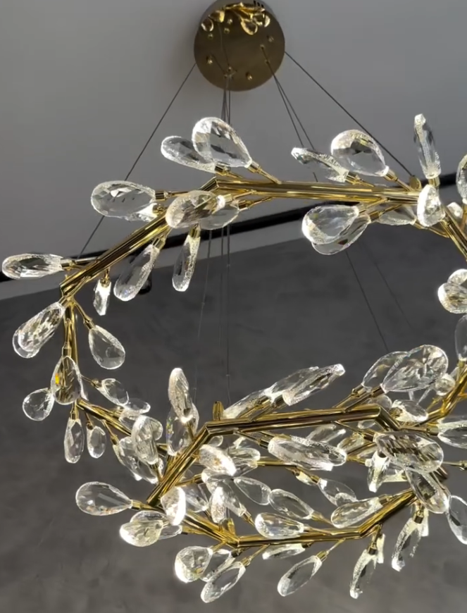 Modern 1 / 2-Ring Wreath Crystal Chandelier for Low-Ceiling