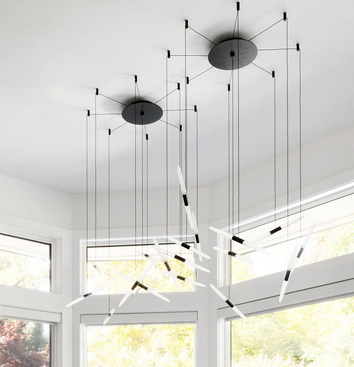 Modern Floating Acrylic Stick Chandelier for High-Ceiling