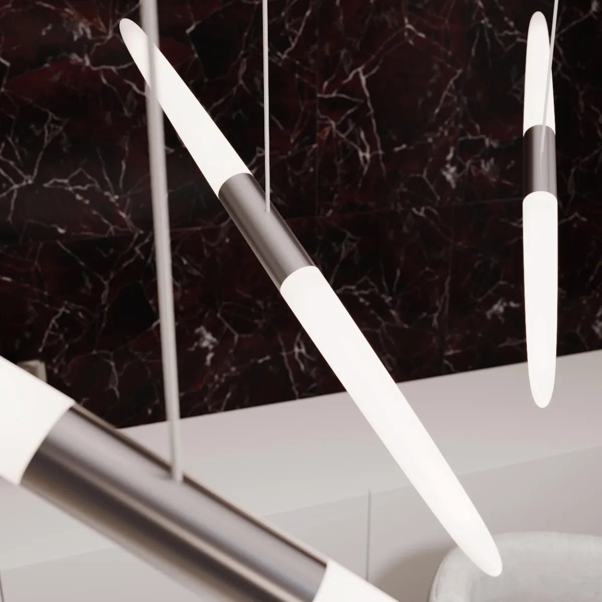 Modern Floating Acrylic Stick Chandelier for High-Ceiling