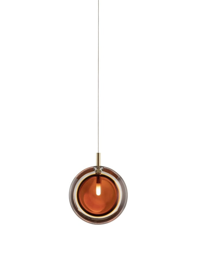 Multi-Colored Round Glass and Metal Suspension Light Chandelier