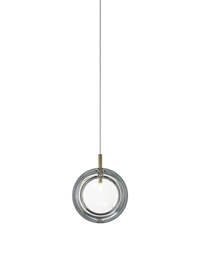 Multi-Colored Round Glass and Metal Suspension Light Chandelier