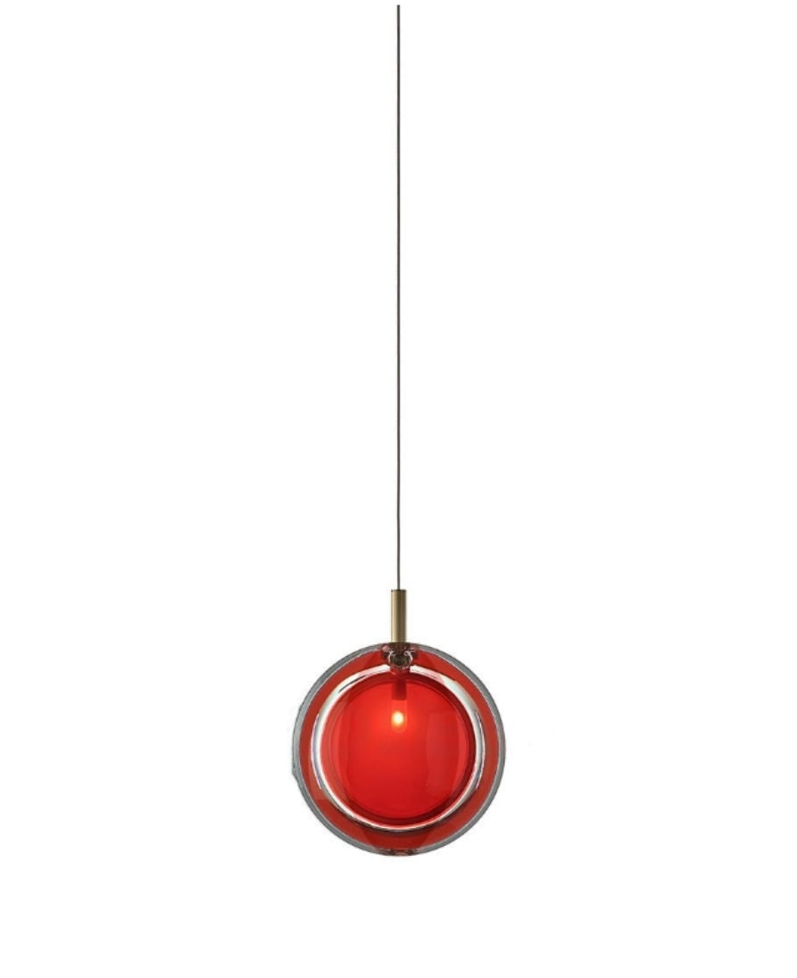 Multi-Colored Round Glass and Metal Suspension Light Chandelier