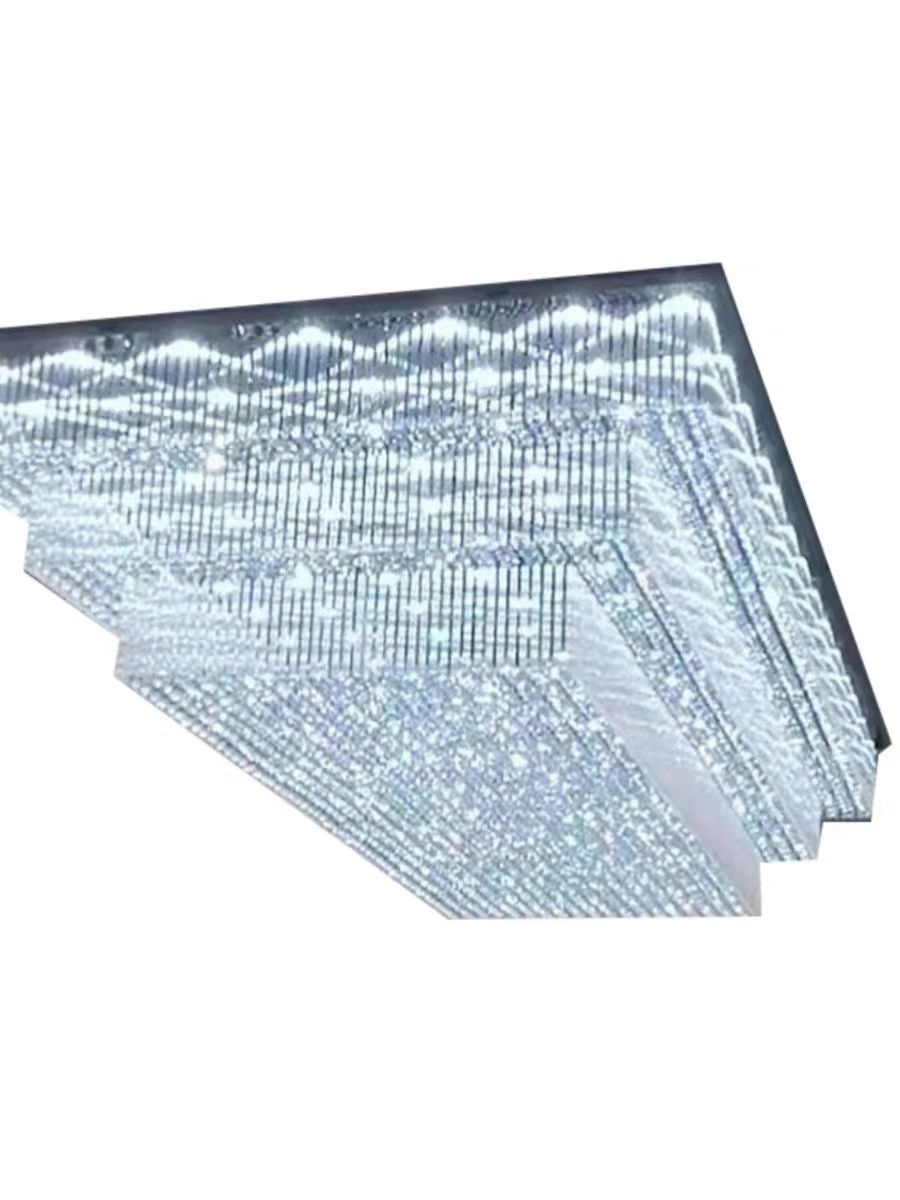 Modern Round Flush Mount Crystal Chandelier with K9 Crystal Finish, 2 or 3 Tiers for Large Areas