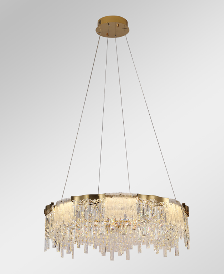 Modern Light Luxury 1 / 2-Tier Round / rectangular Crystal Chandelier in Champagne Gold Finish for Living Room