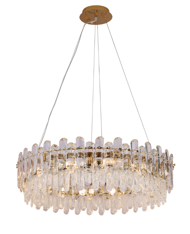 Light Luxury Round / rectangular Clear Crystal Chandelier in Champagne Gold / chrome Finish for Living /