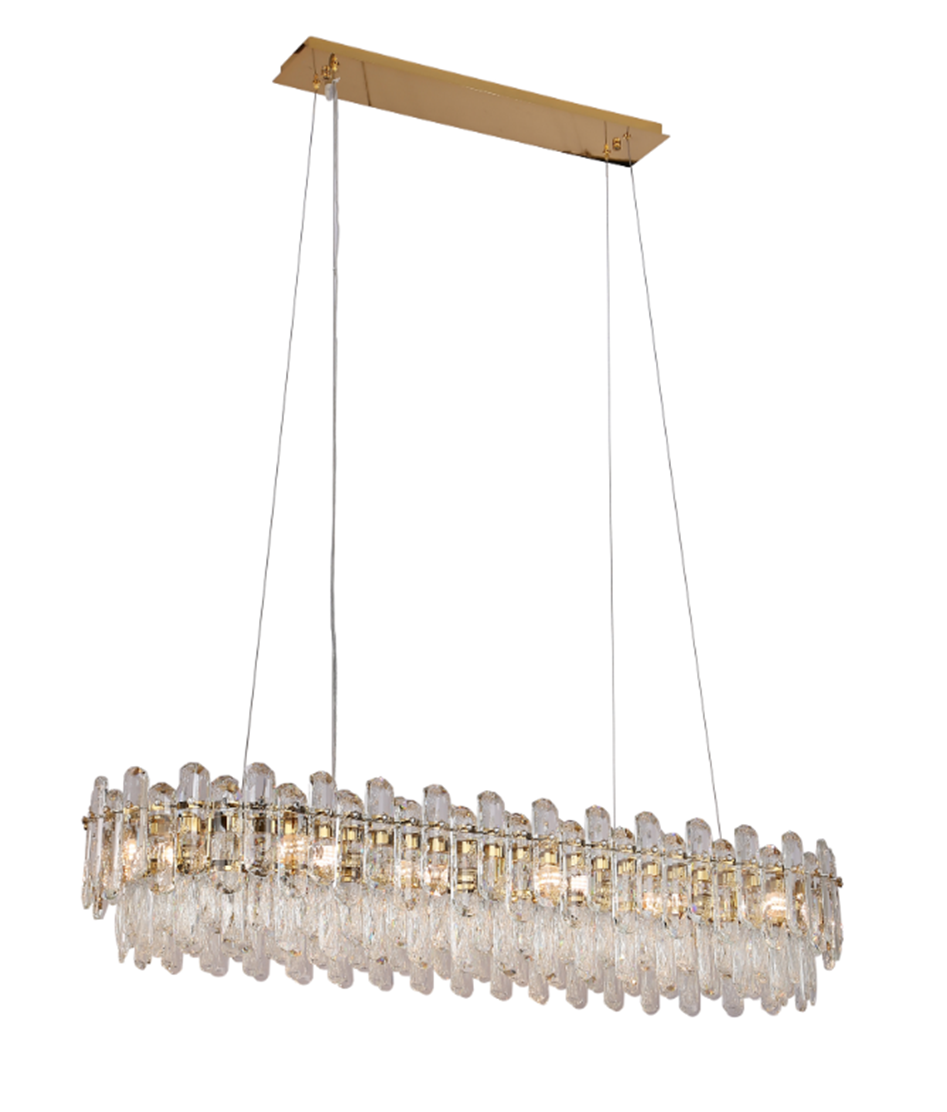 Light Luxury Round / rectangular Clear Crystal Chandelier in Champagne Gold / chrome Finish for Living /
