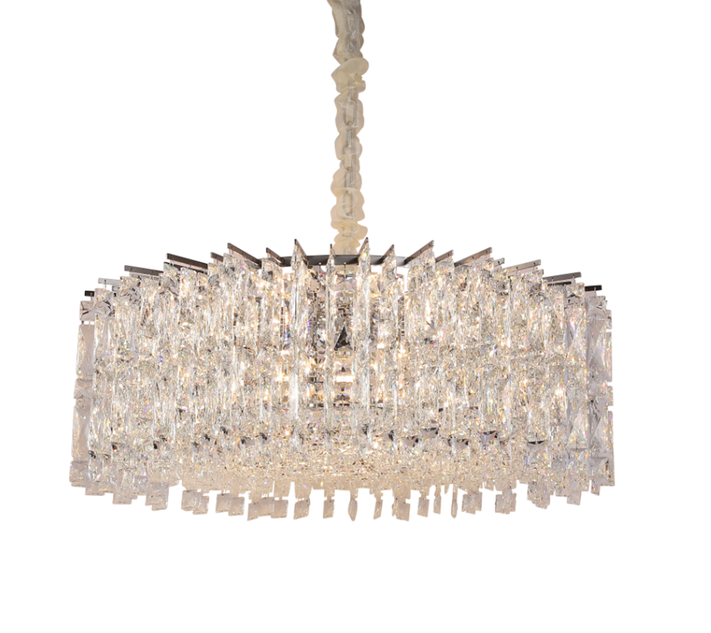 Modern Luxury Round / rectangle Ice Crystal Chandelier in Chrome Finish for Living / dining Room / bedroom
